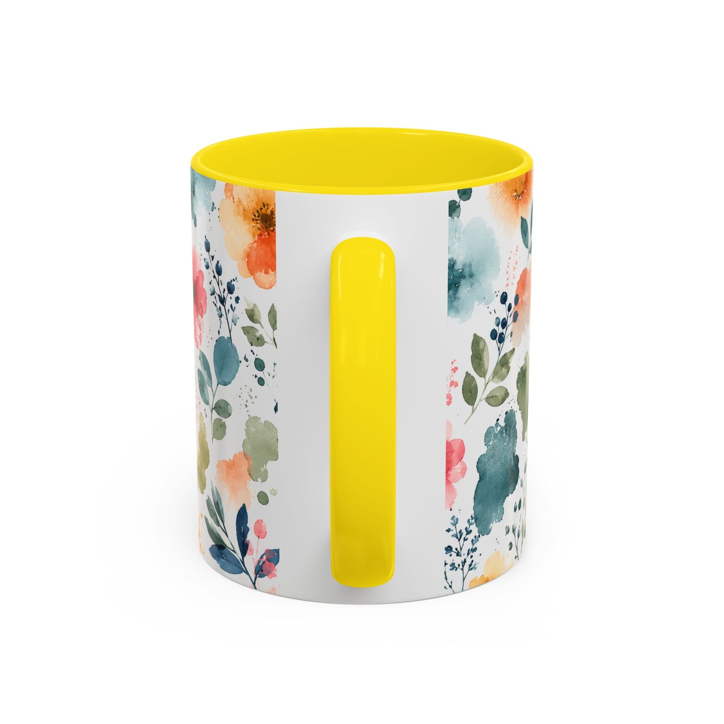 Watercolor Floral Accent Coffee Mug - 11/15oz