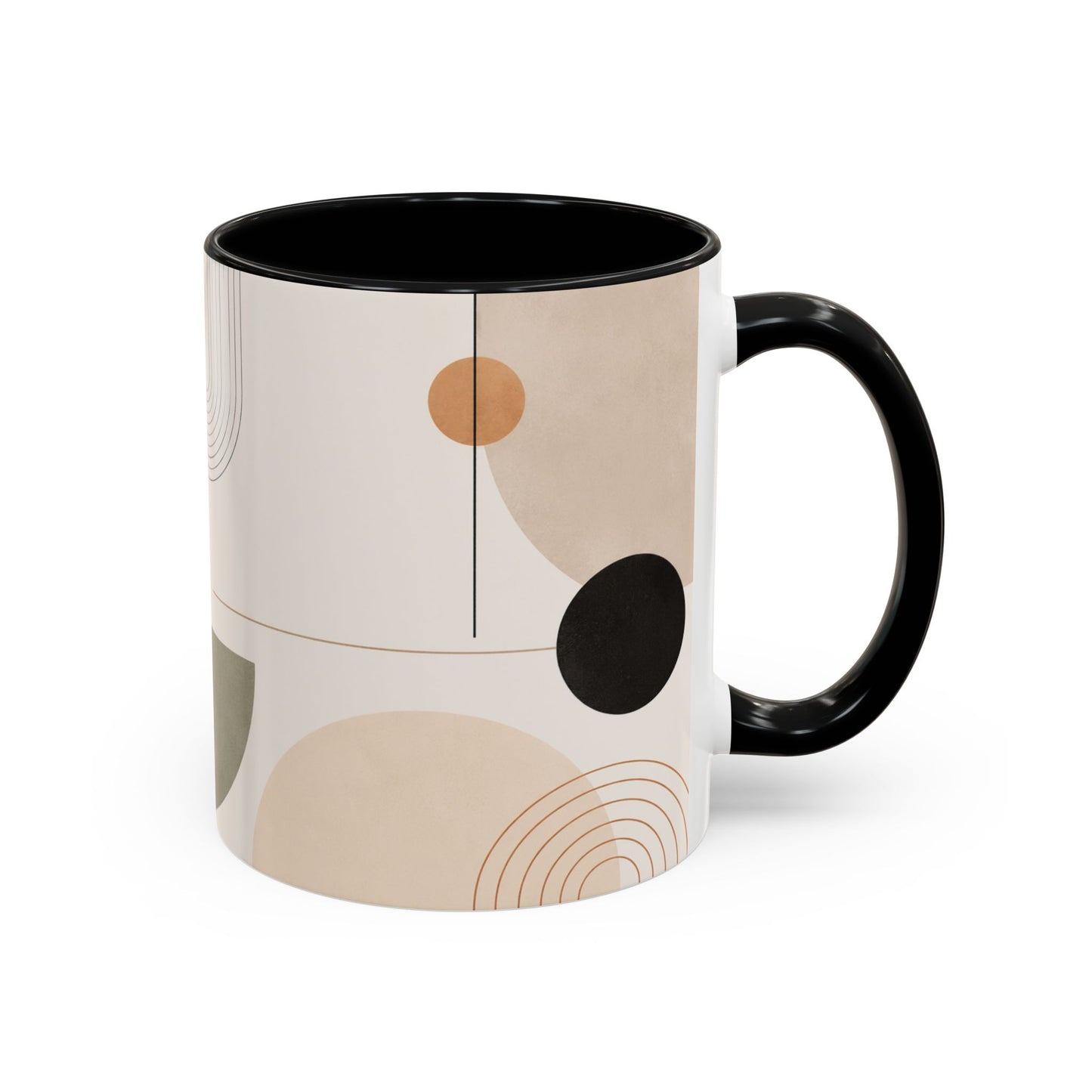 Abstract Earth Tone Accent Coffee Mug — Modern Minimalist Ceramic (11/15oz)