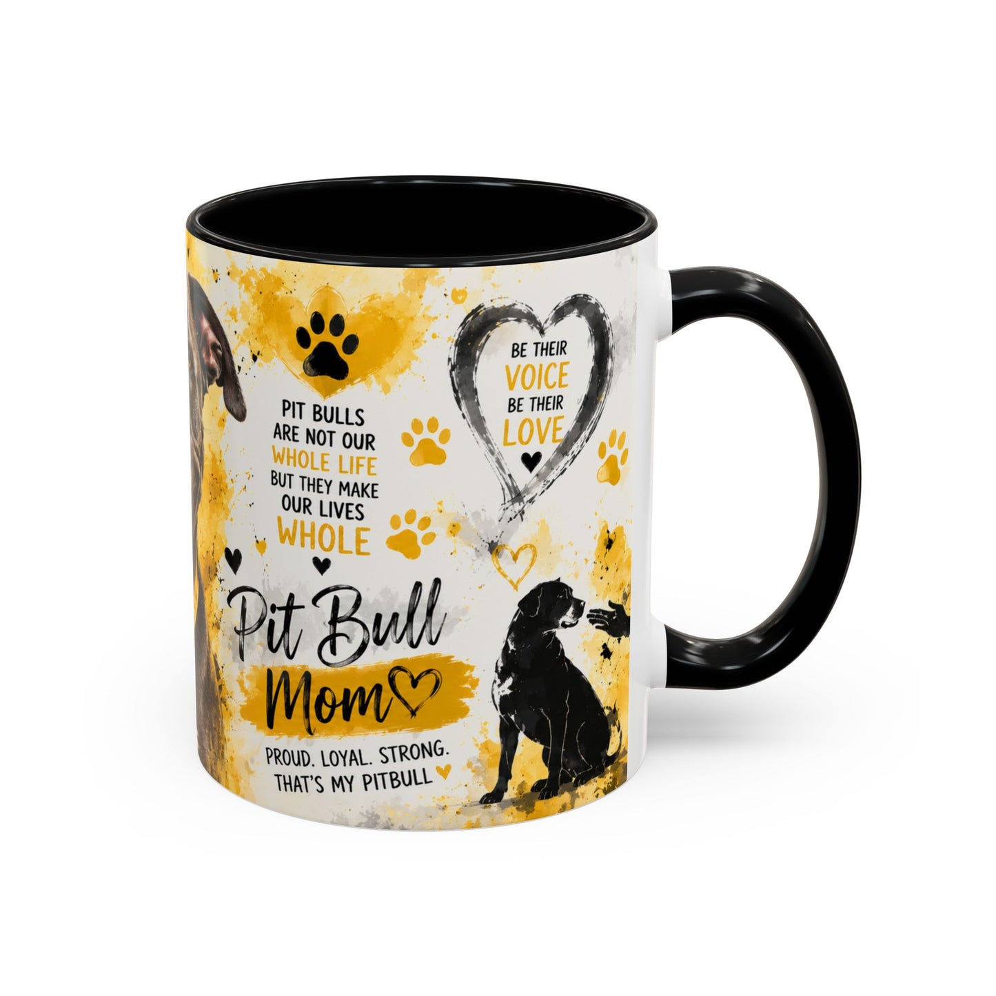 Pit Bull Mom Accent Coffee Mug – "Pit Bull Mom" Sentimental Dog Lover Gift (11/15oz)