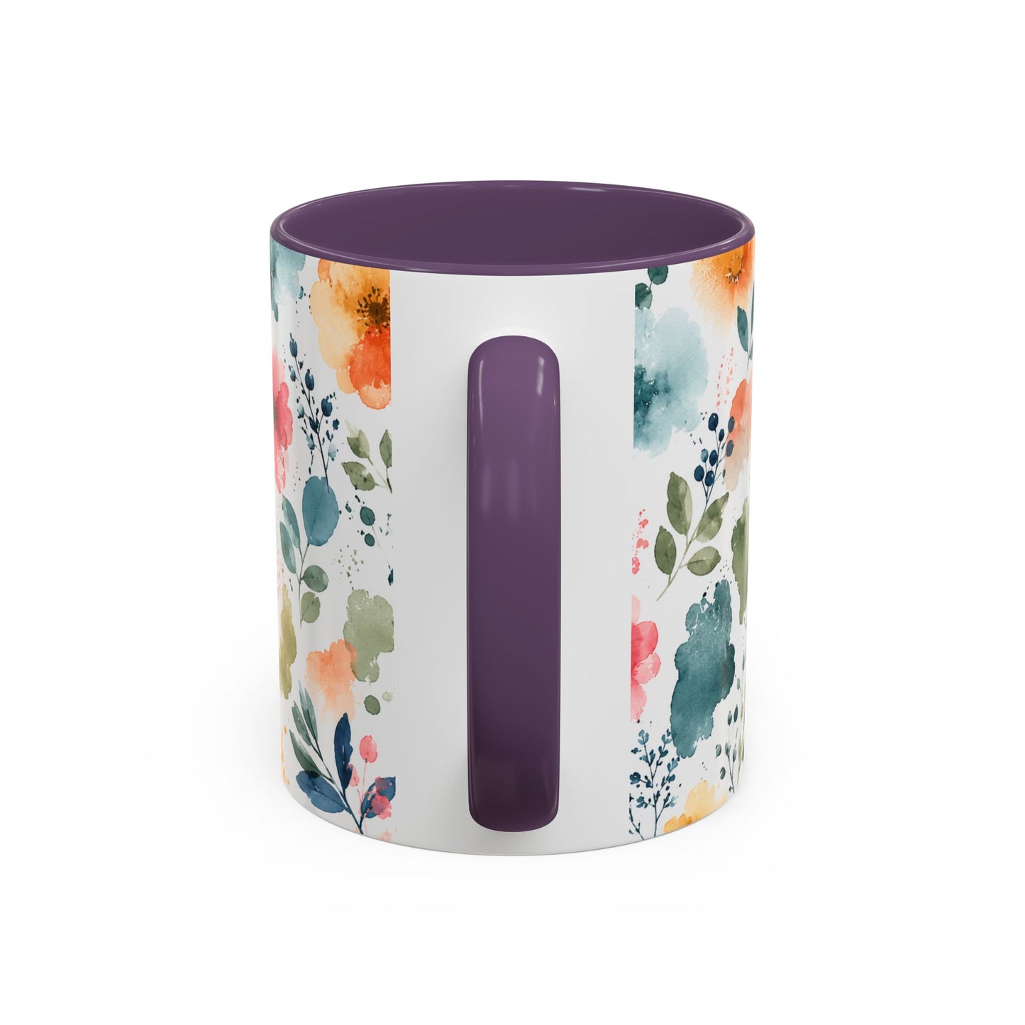 Watercolor Floral Accent Coffee Mug - 11/15oz