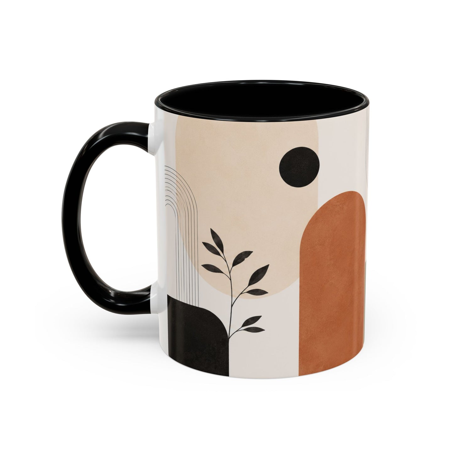 Abstract Earth Tone Accent Coffee Mug — Modern Minimalist Ceramic (11/15oz)