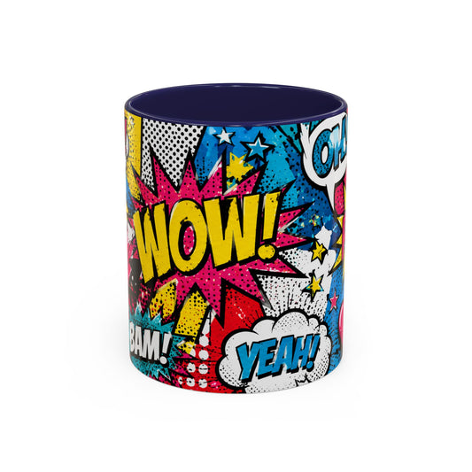 Pop Art Comic Coffee Mug – Colorful 'WOW! POP!' Accent Ceramic Mug (11/15oz)