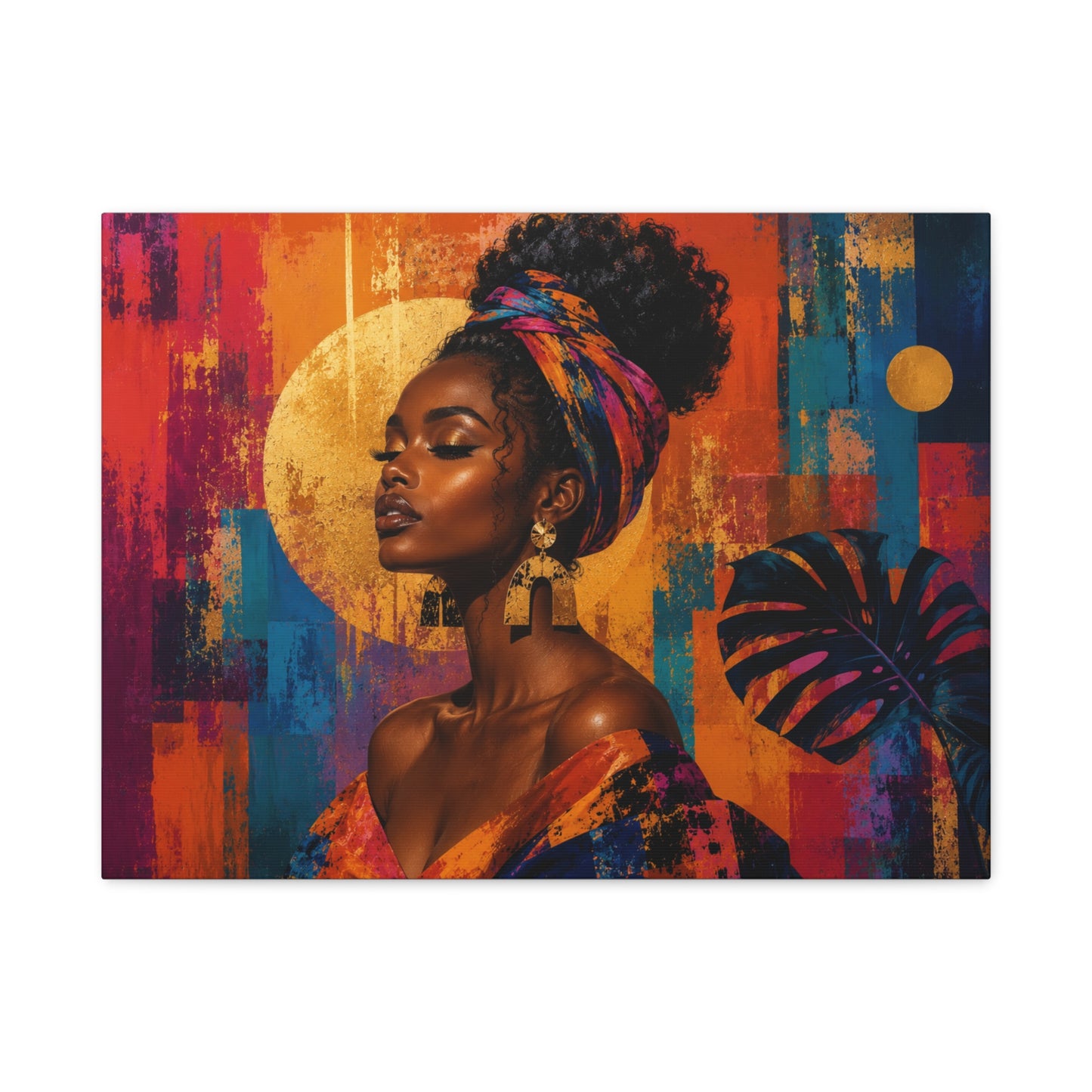 Afrocentric Golden Halo Portrait Canvas