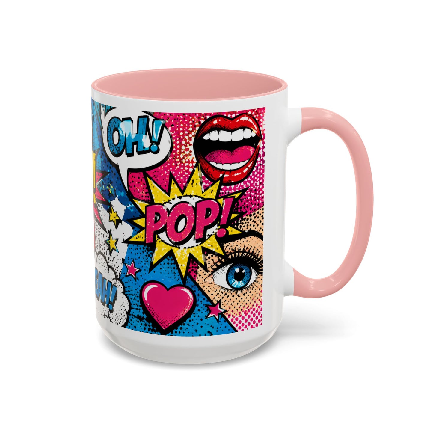 Pop Art Comic Coffee Mug – Colorful 'WOW! POP!' Accent Ceramic Mug (11/15oz)