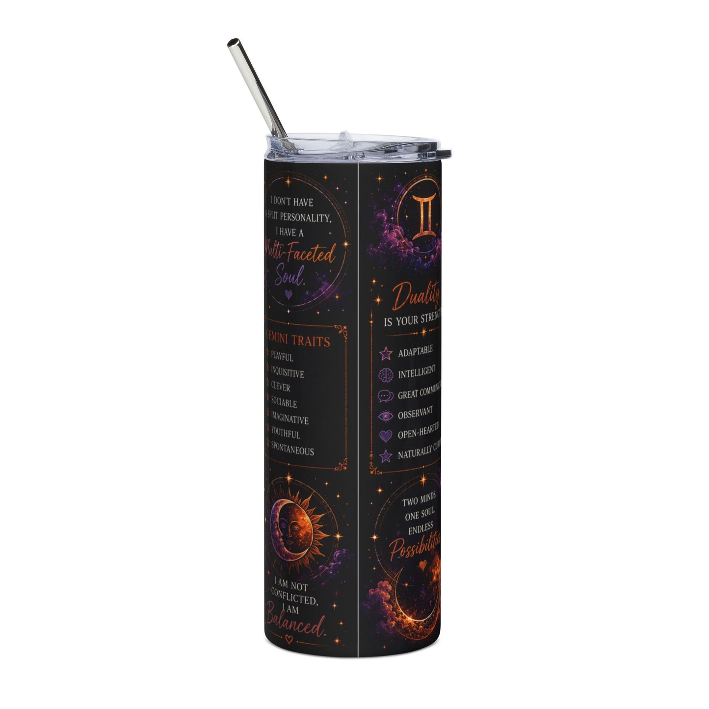 Gemini Zodiac Tumbler 20oz — Astrology Stainless Steel Travel Cup
