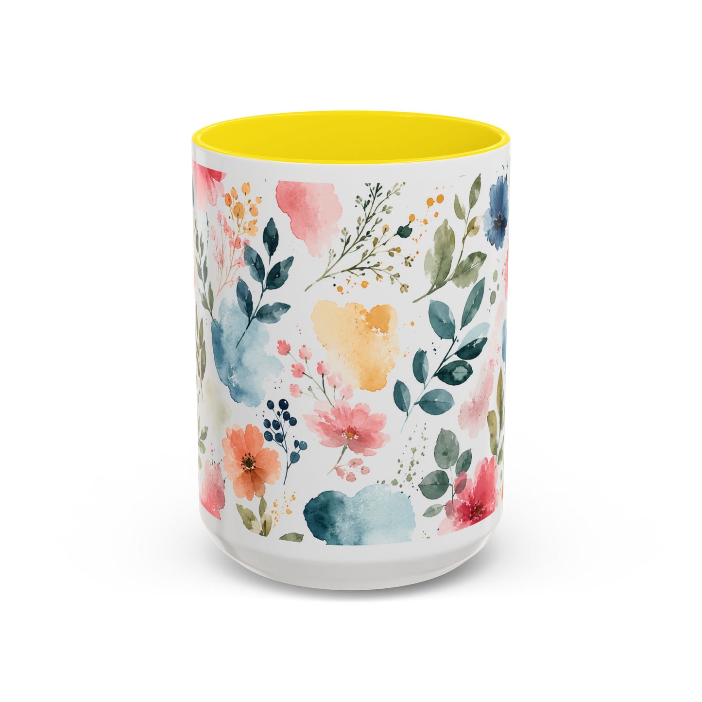 Watercolor Floral Accent Coffee Mug - 11/15oz
