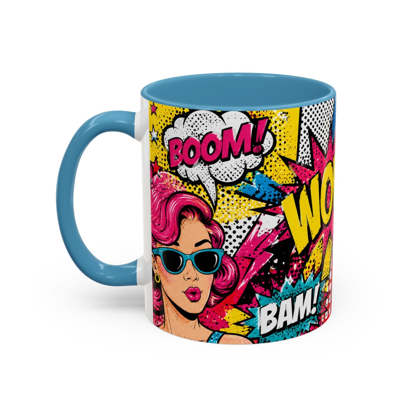 Pop Art Comic Coffee Mug – Colorful 'WOW! POP!' Accent Ceramic Mug (11/15oz)