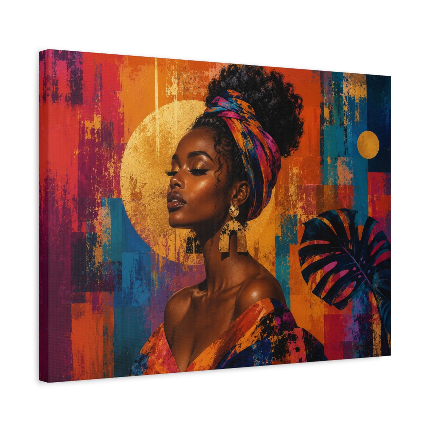 Afrocentric Golden Halo Portrait Canvas