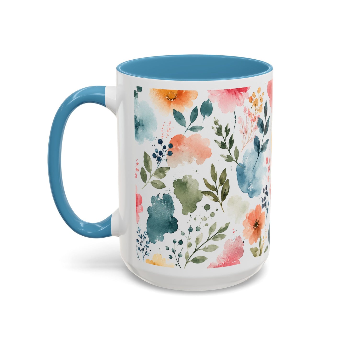 Watercolor Floral Accent Coffee Mug - 11/15oz