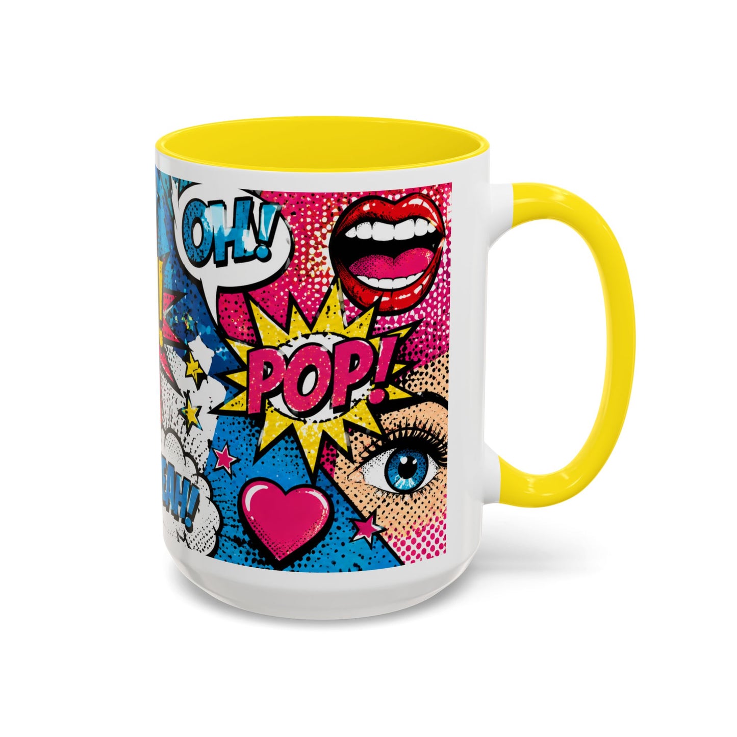 Pop Art Comic Coffee Mug – Colorful 'WOW! POP!' Accent Ceramic Mug (11/15oz)