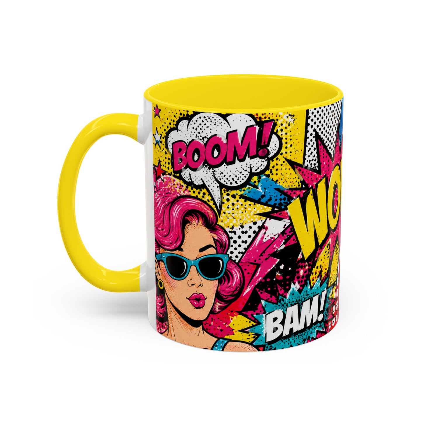 Pop Art Comic Coffee Mug – Colorful 'WOW! POP!' Accent Ceramic Mug (11/15oz)