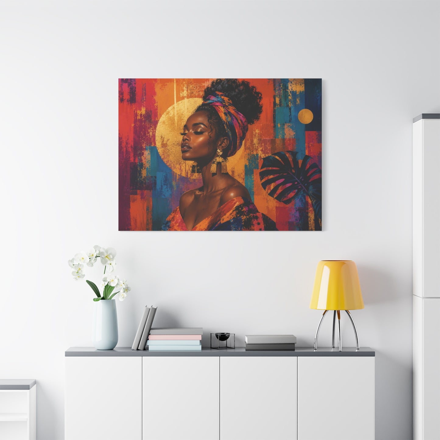 Afrocentric Golden Halo Portrait Canvas