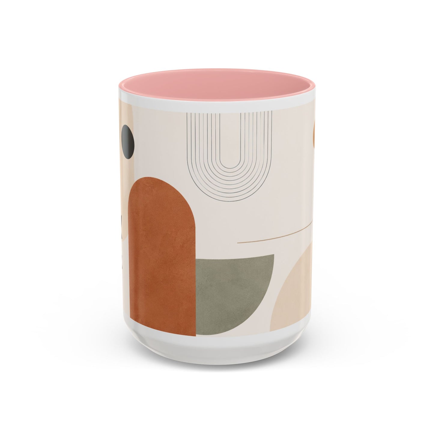 Abstract Earth Tone Accent Coffee Mug — Modern Minimalist Ceramic (11/15oz)