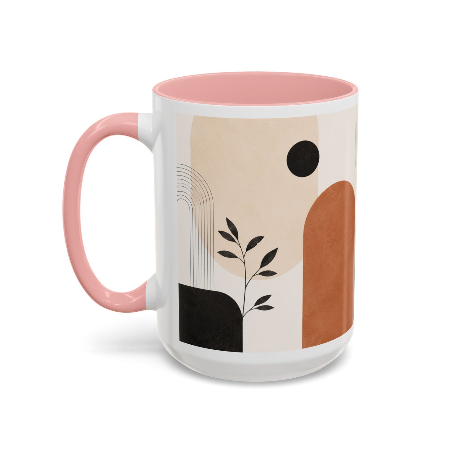 Abstract Earth Tone Accent Coffee Mug — Modern Minimalist Ceramic (11/15oz)