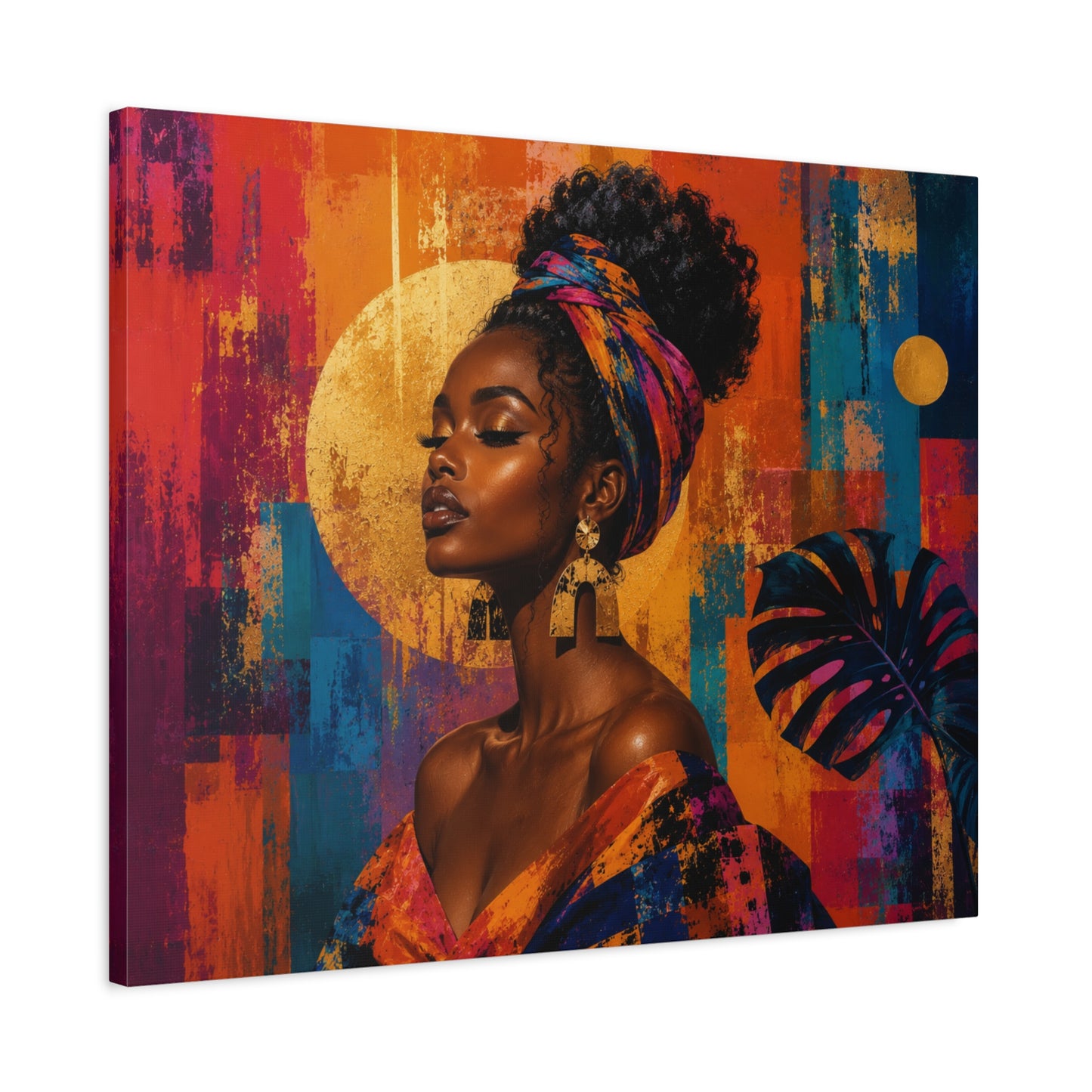 Afrocentric Golden Halo Portrait Canvas