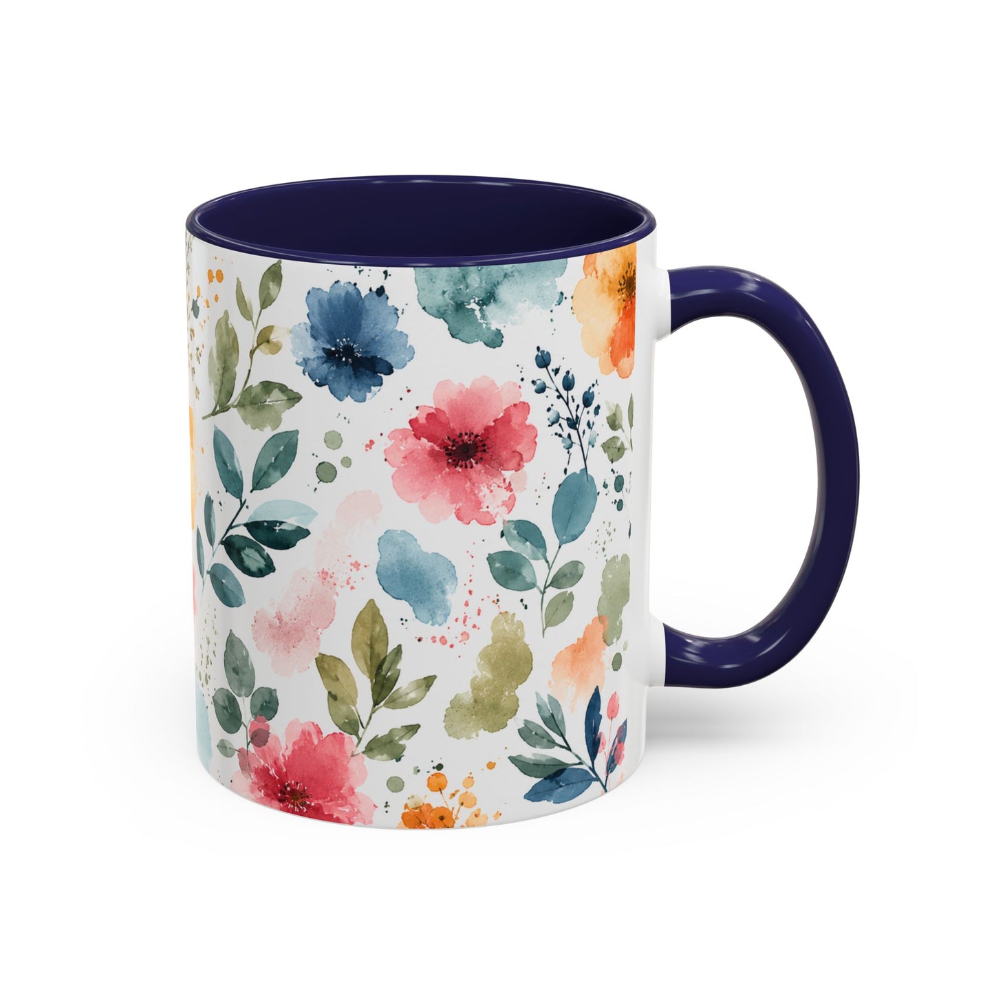 Watercolor Floral Accent Coffee Mug - 11/15oz