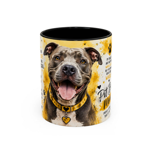 Pit Bull Mom Accent Coffee Mug – "Pit Bull Mom" Sentimental Dog Lover Gift (11/15oz)