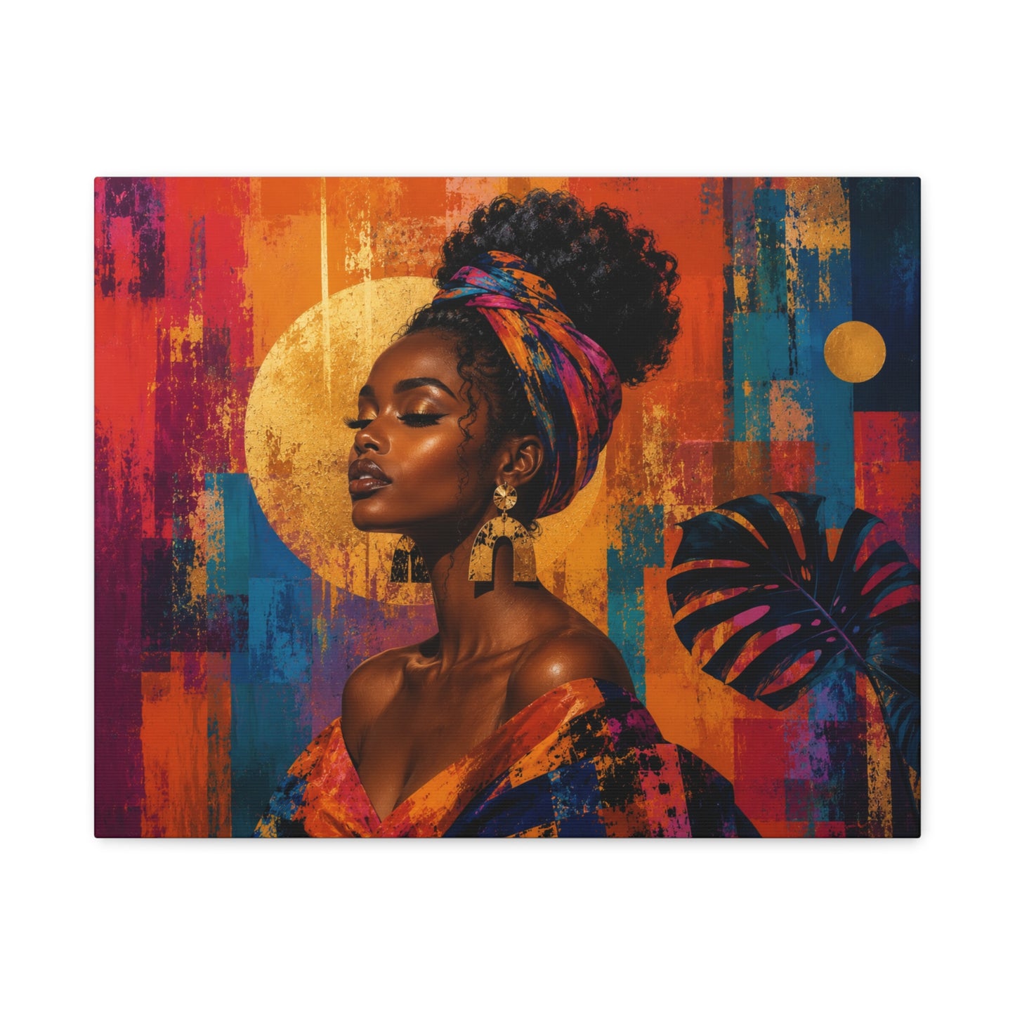 Afrocentric Golden Halo Portrait Canvas