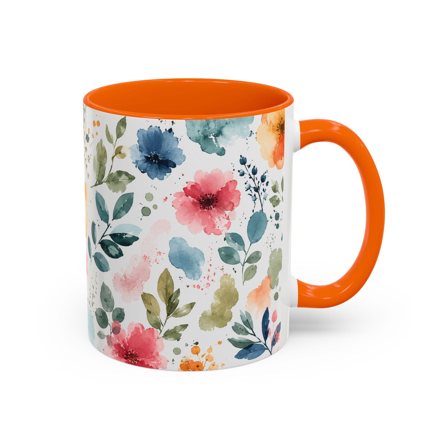 Watercolor Floral Accent Coffee Mug - 11/15oz
