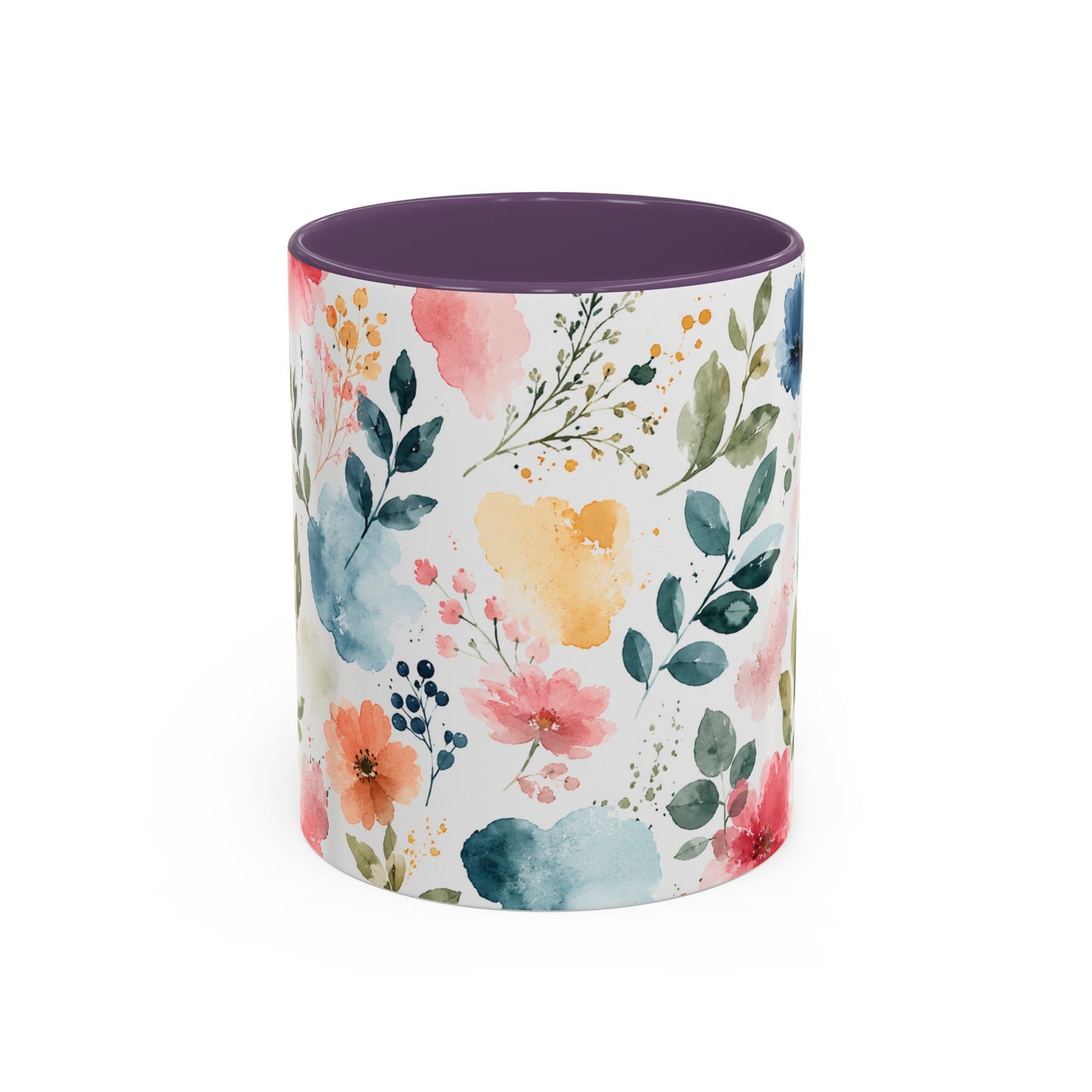 Watercolor Floral Accent Coffee Mug - 11/15oz