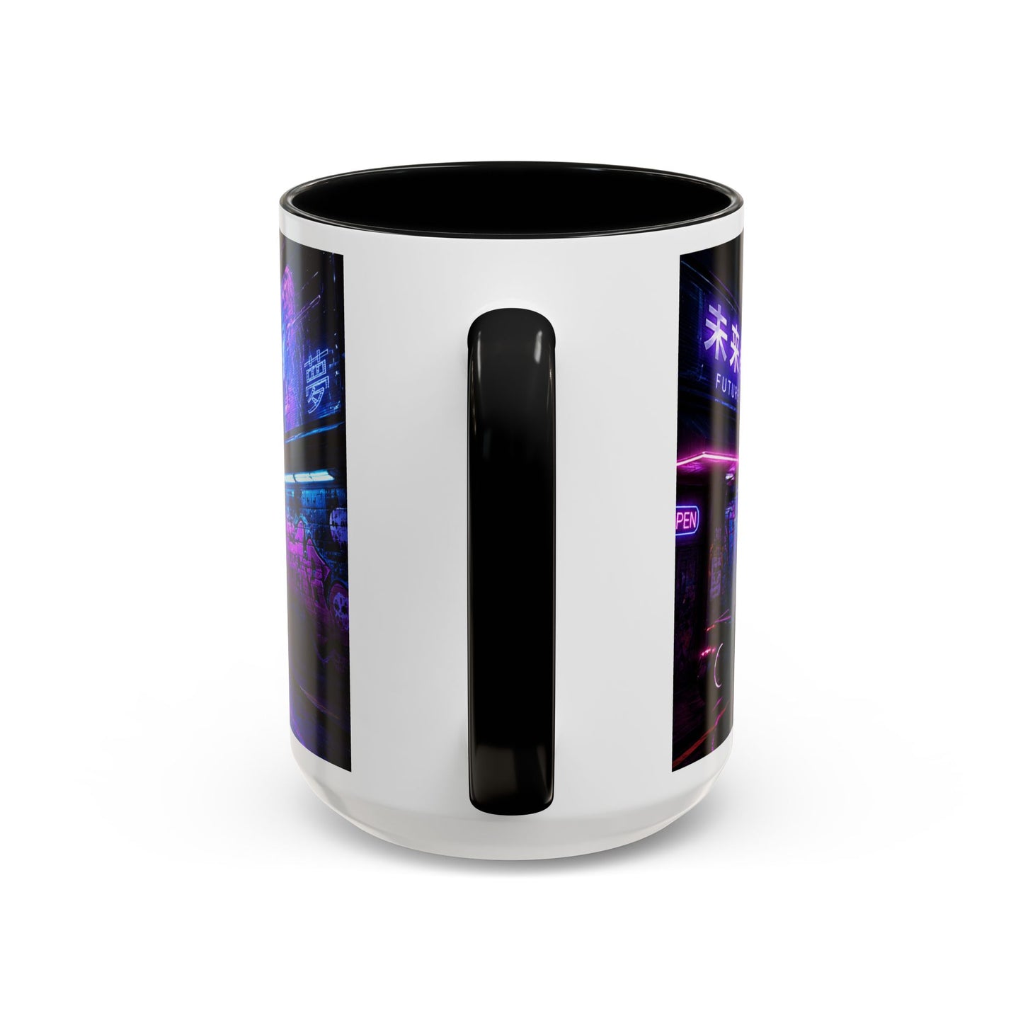 Neon Cityscape Coffee Mug - Cyberpunk Night Street 11/15oz Accent Mug