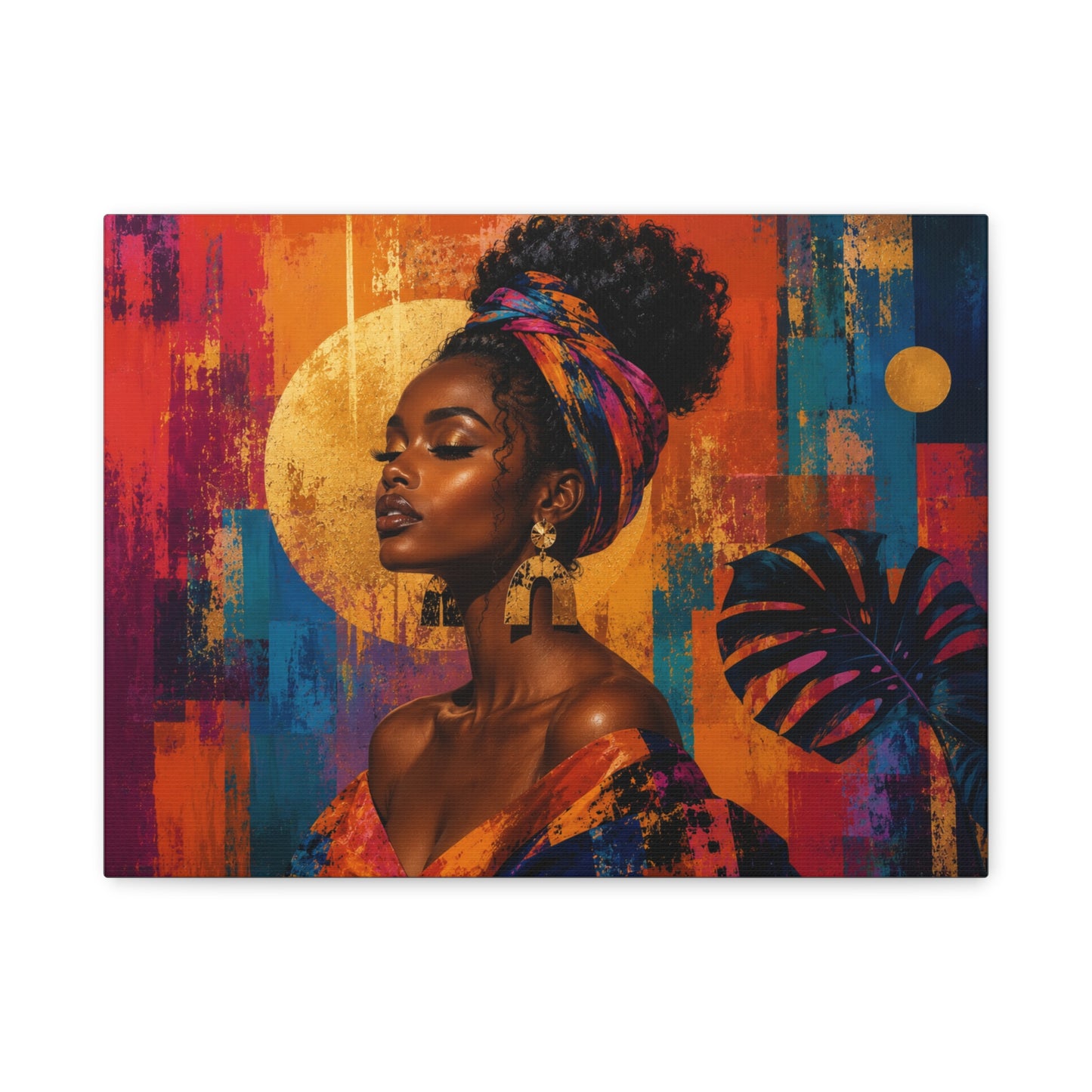Afrocentric Golden Halo Portrait Canvas
