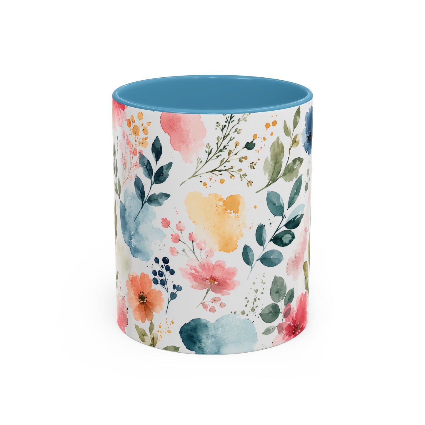 Watercolor Floral Accent Coffee Mug - 11/15oz