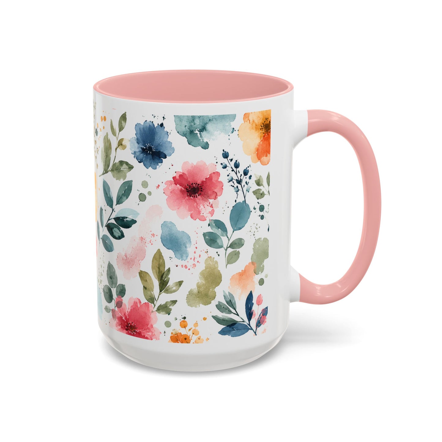 Watercolor Floral Accent Coffee Mug - 11/15oz