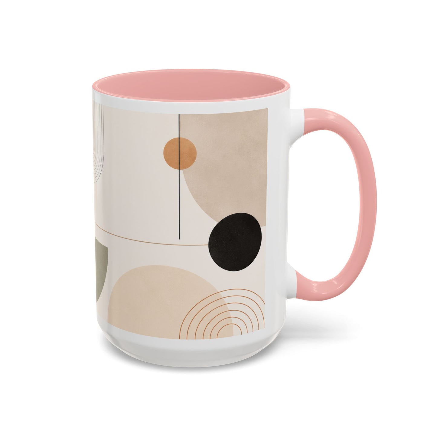Abstract Earth Tone Accent Coffee Mug — Modern Minimalist Ceramic (11/15oz)