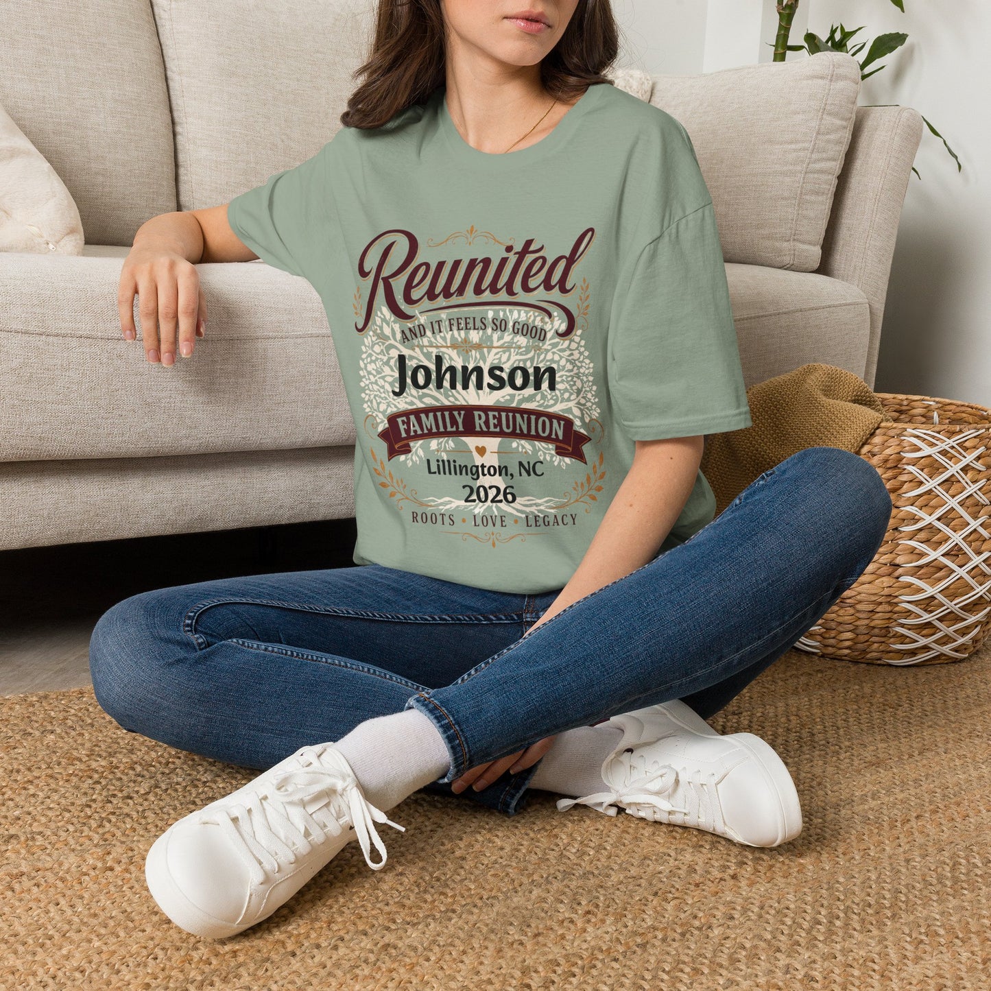 Family Reunion T-Shirt — "Reunited and It Feels So Good" Personalized Johnson, 2026