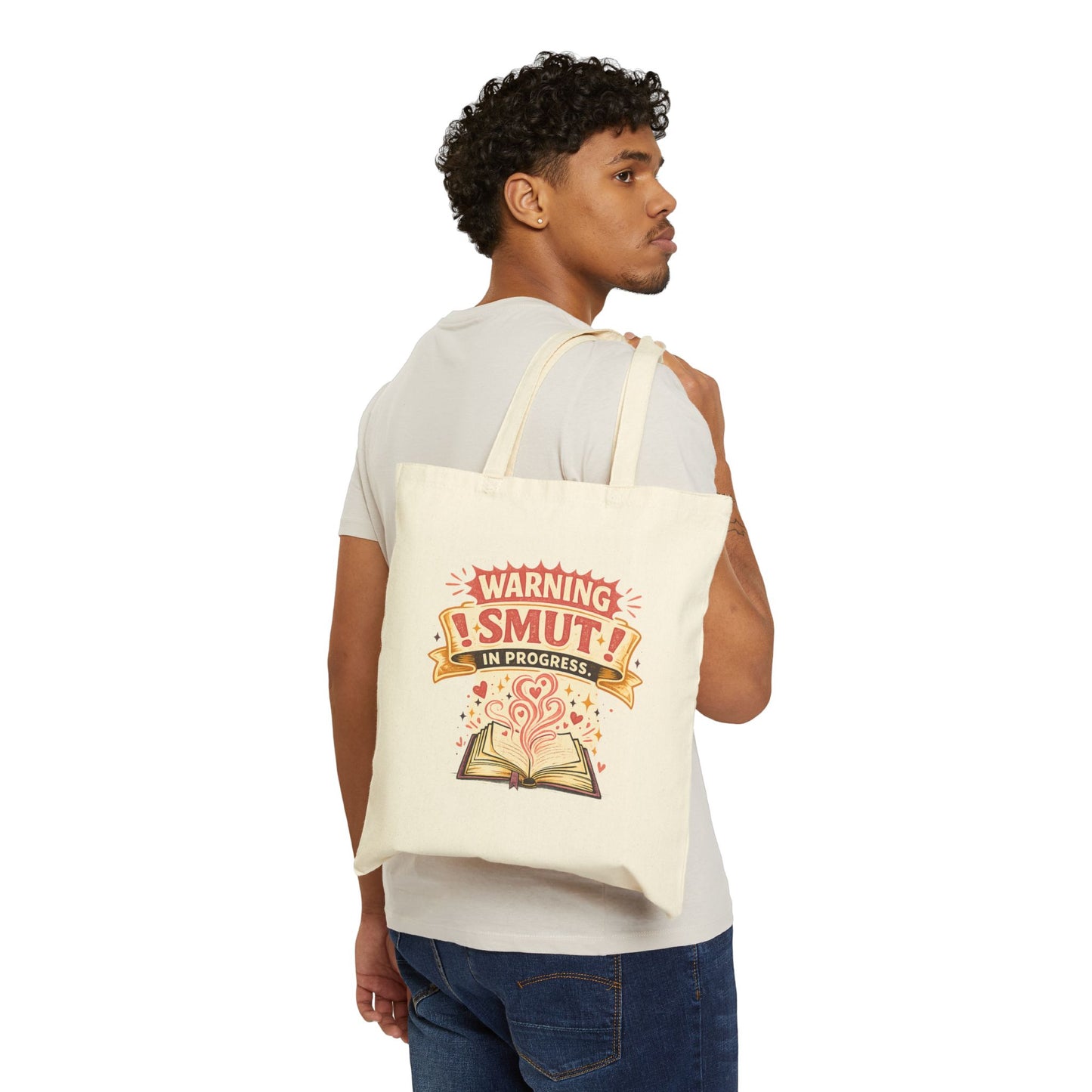 Tote Bag — "Warning: Smut in Progress" Cute Booklover Canvas Tote