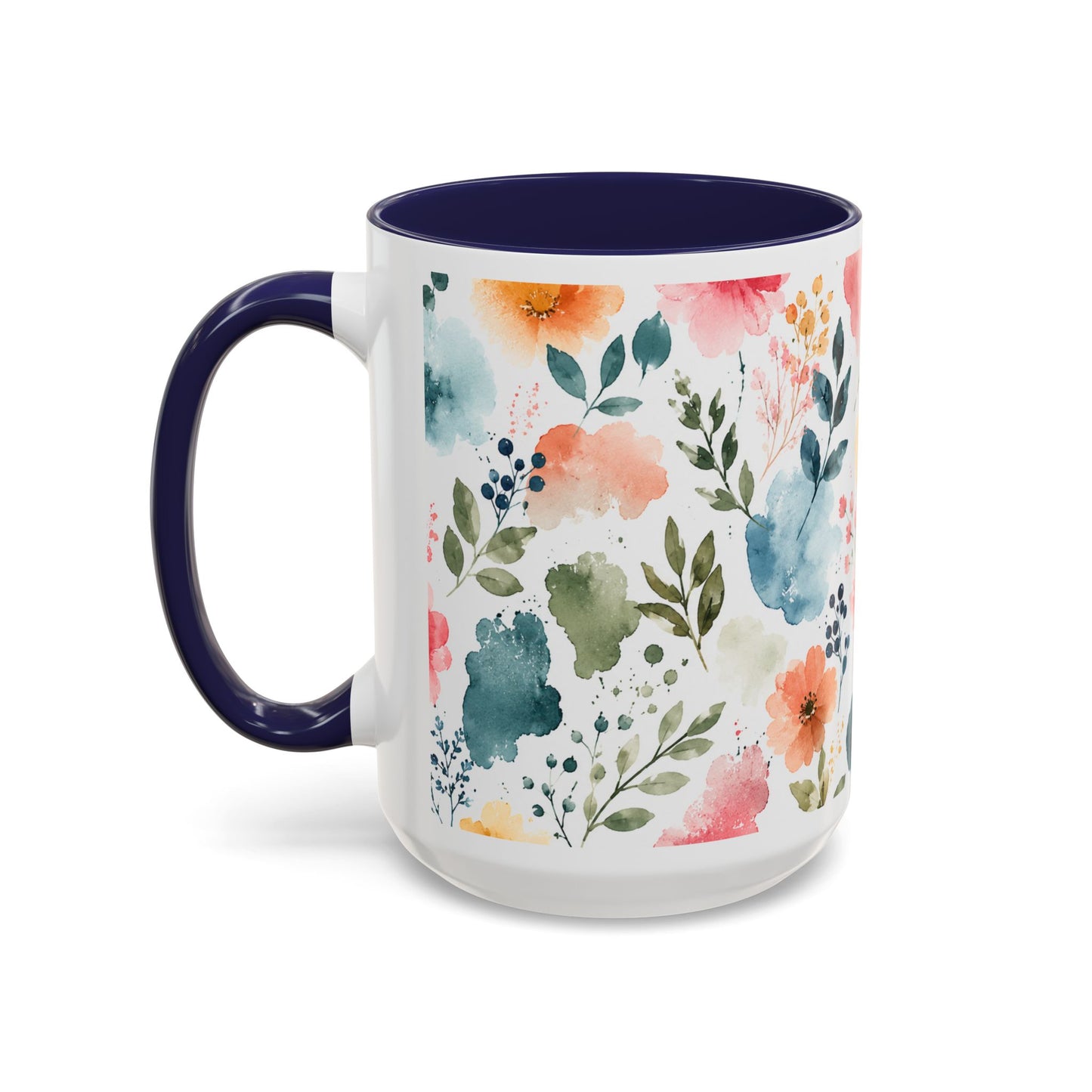Watercolor Floral Accent Coffee Mug - 11/15oz