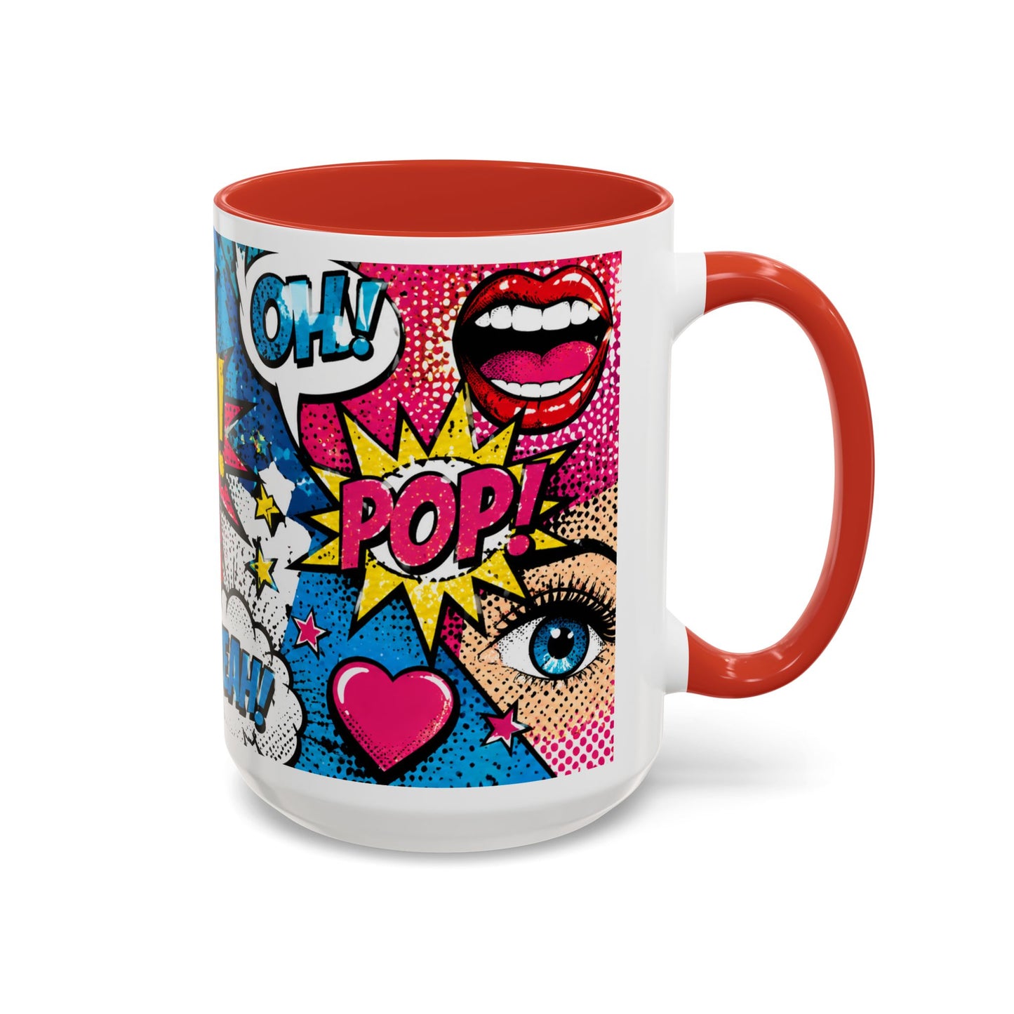Pop Art Comic Coffee Mug – Colorful 'WOW! POP!' Accent Ceramic Mug (11/15oz)
