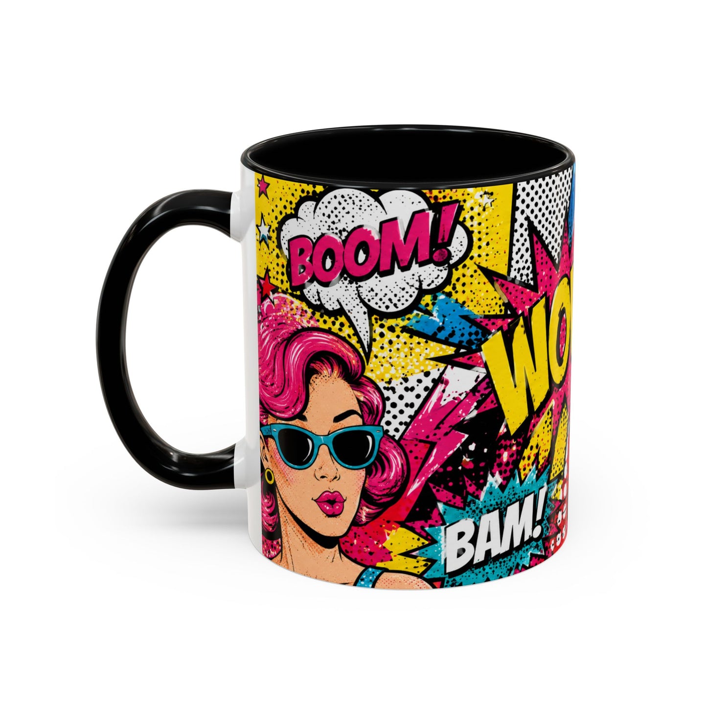 Pop Art Comic Coffee Mug – Colorful 'WOW! POP!' Accent Ceramic Mug (11/15oz)