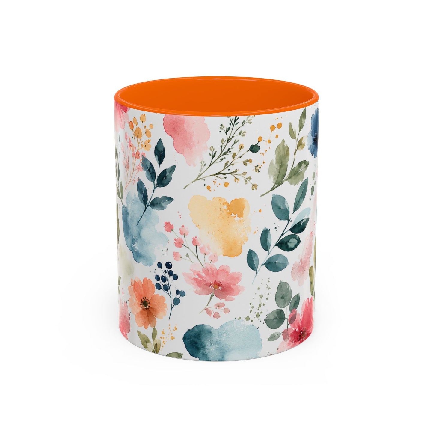Watercolor Floral Accent Coffee Mug - 11/15oz