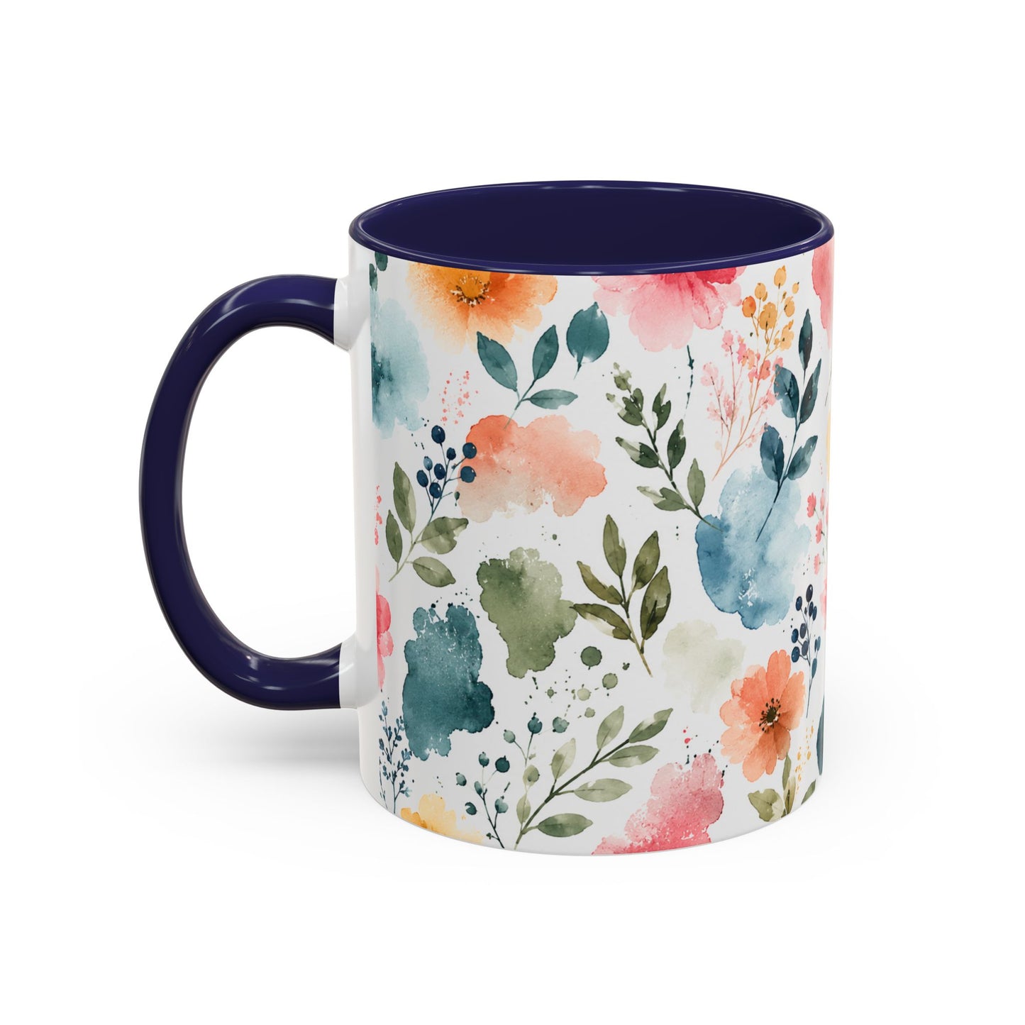 Watercolor Floral Accent Coffee Mug - 11/15oz