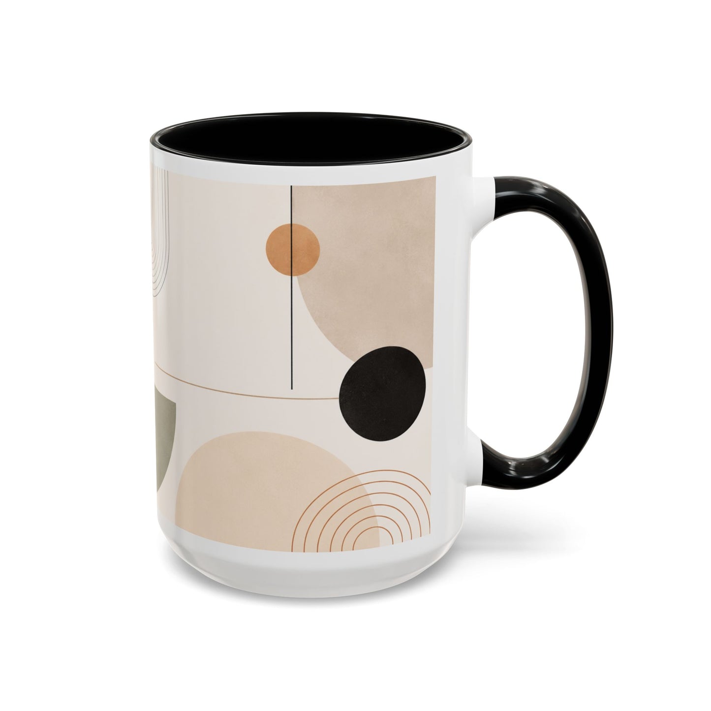 Abstract Earth Tone Accent Coffee Mug — Modern Minimalist Ceramic (11/15oz)
