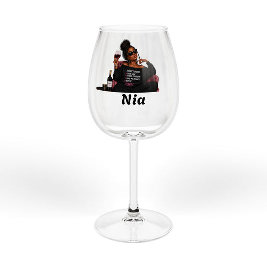 Personalized 12oz Wine Glass — "Nia" Champagne Toast Design
