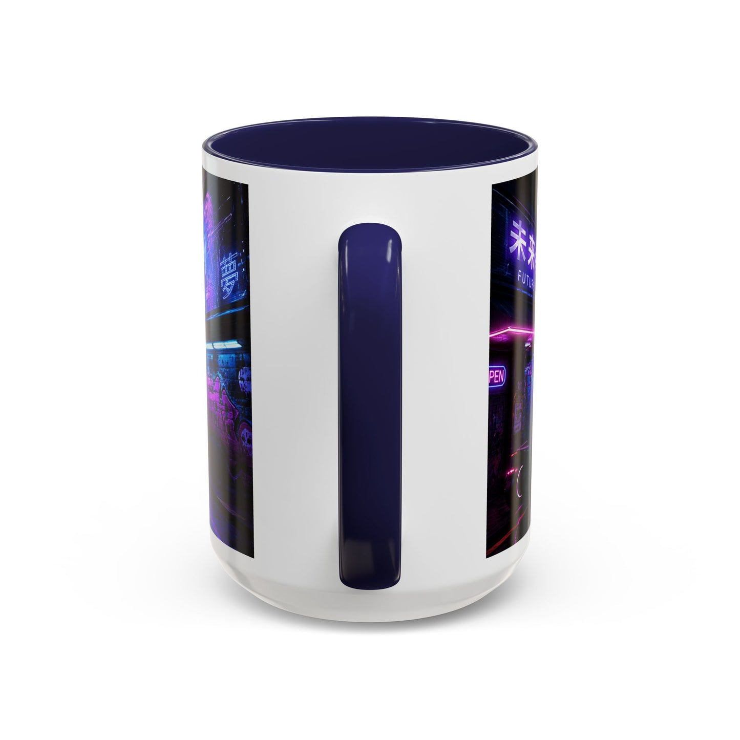 Neon Cityscape Coffee Mug - Cyberpunk Night Street 11/15oz Accent Mug