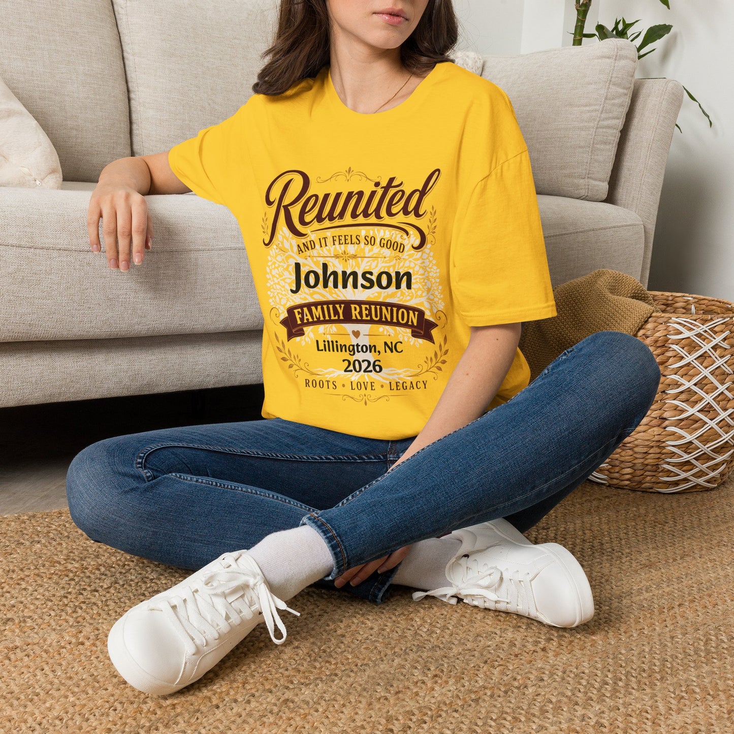 Family Reunion T-Shirt — "Reunited and It Feels So Good" Personalized Johnson, 2026
