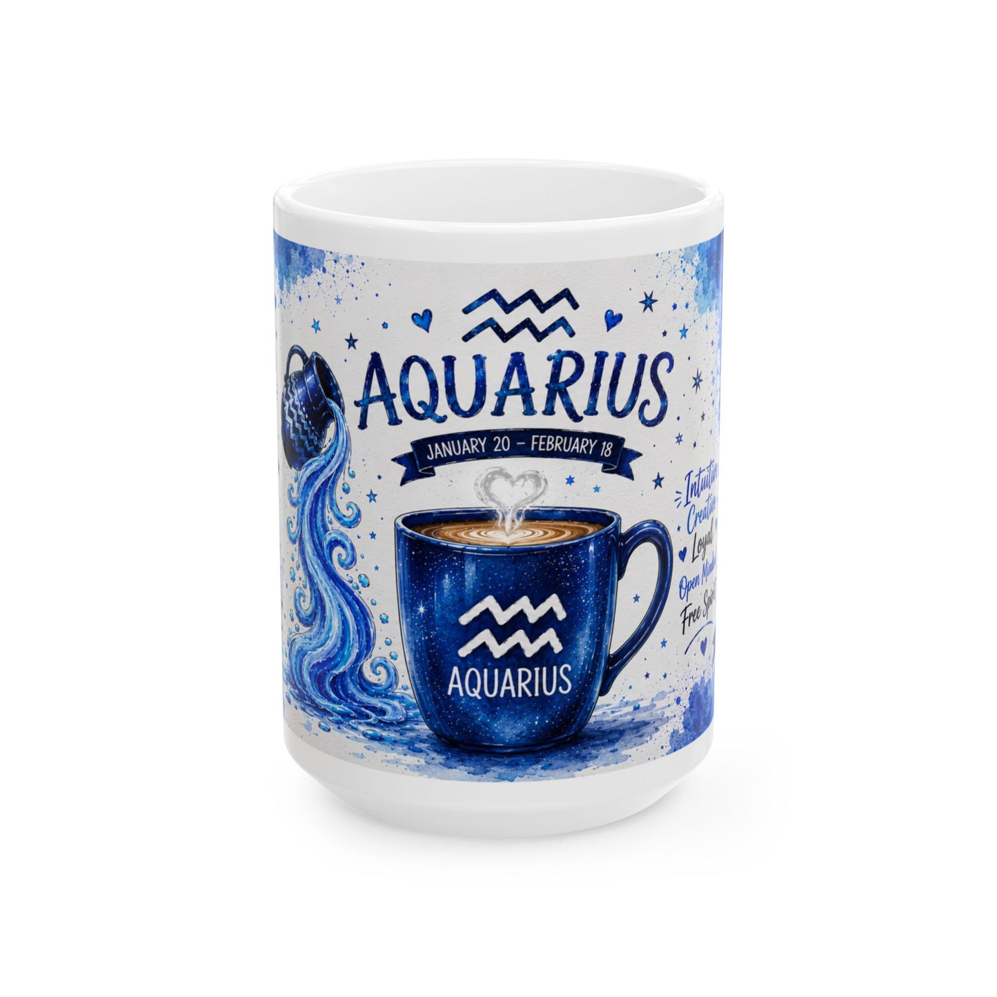 Aquarius Zodiac Coffee Mug — Horoscope Astrology Ceramic Mug (11oz & 15oz)
