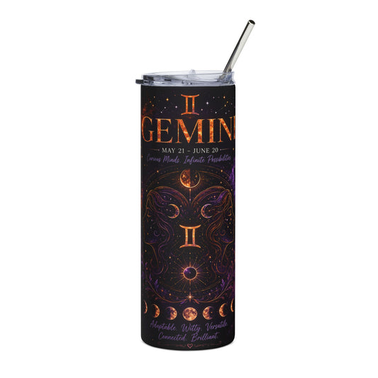 Gemini Zodiac Tumbler 20oz — Astrology Stainless Steel Travel Cup