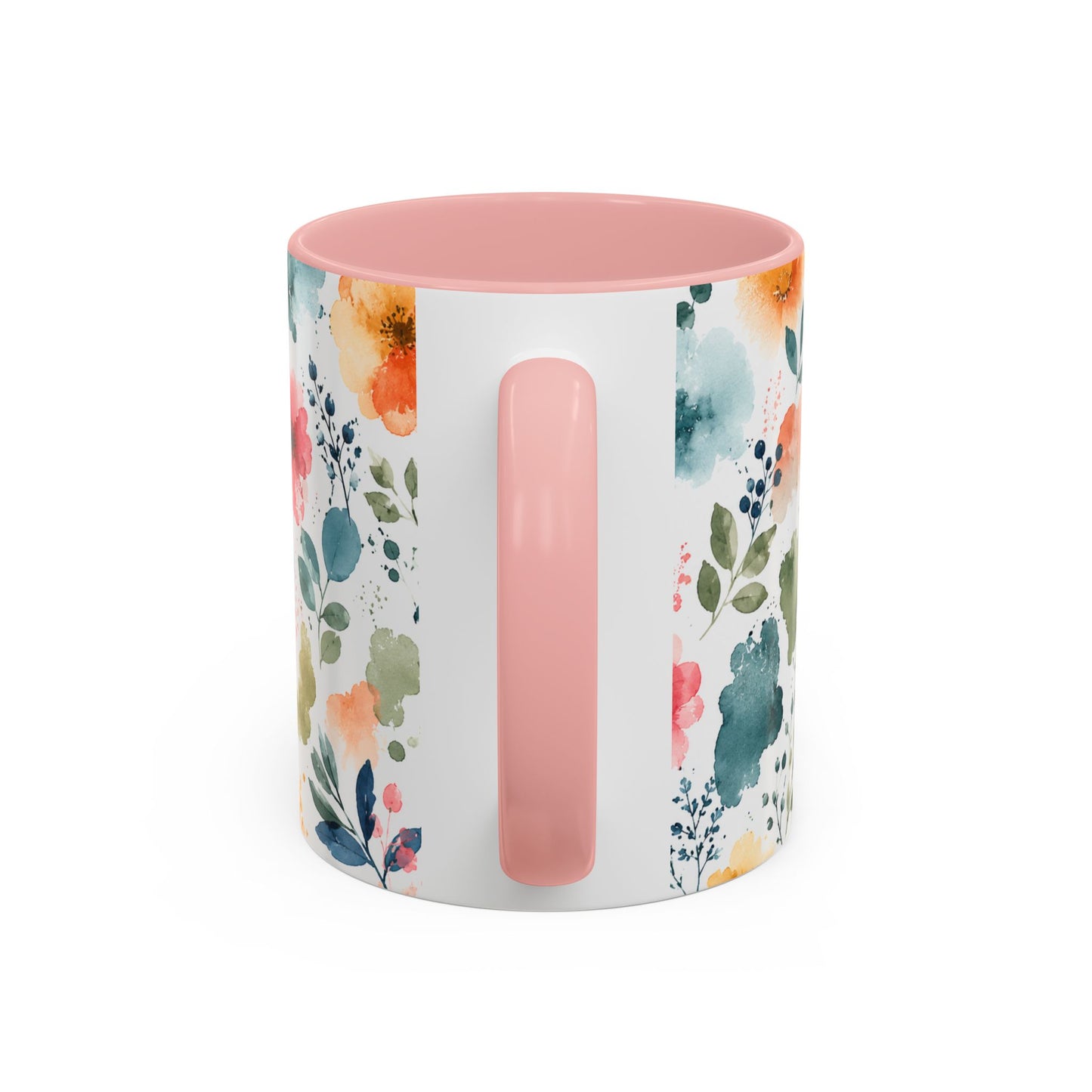 Watercolor Floral Accent Coffee Mug - 11/15oz