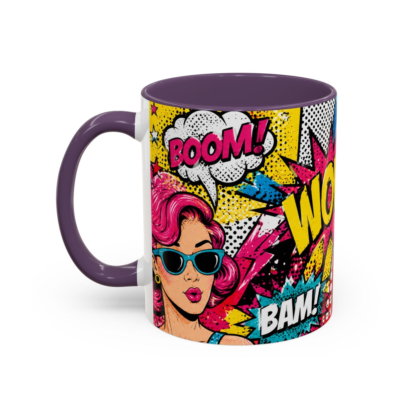 Pop Art Comic Coffee Mug – Colorful 'WOW! POP!' Accent Ceramic Mug (11/15oz)