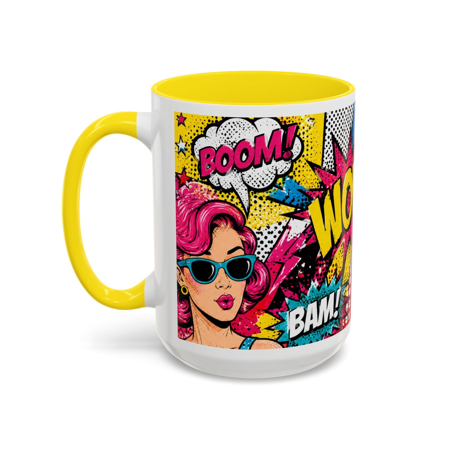 Pop Art Comic Coffee Mug – Colorful 'WOW! POP!' Accent Ceramic Mug (11/15oz)