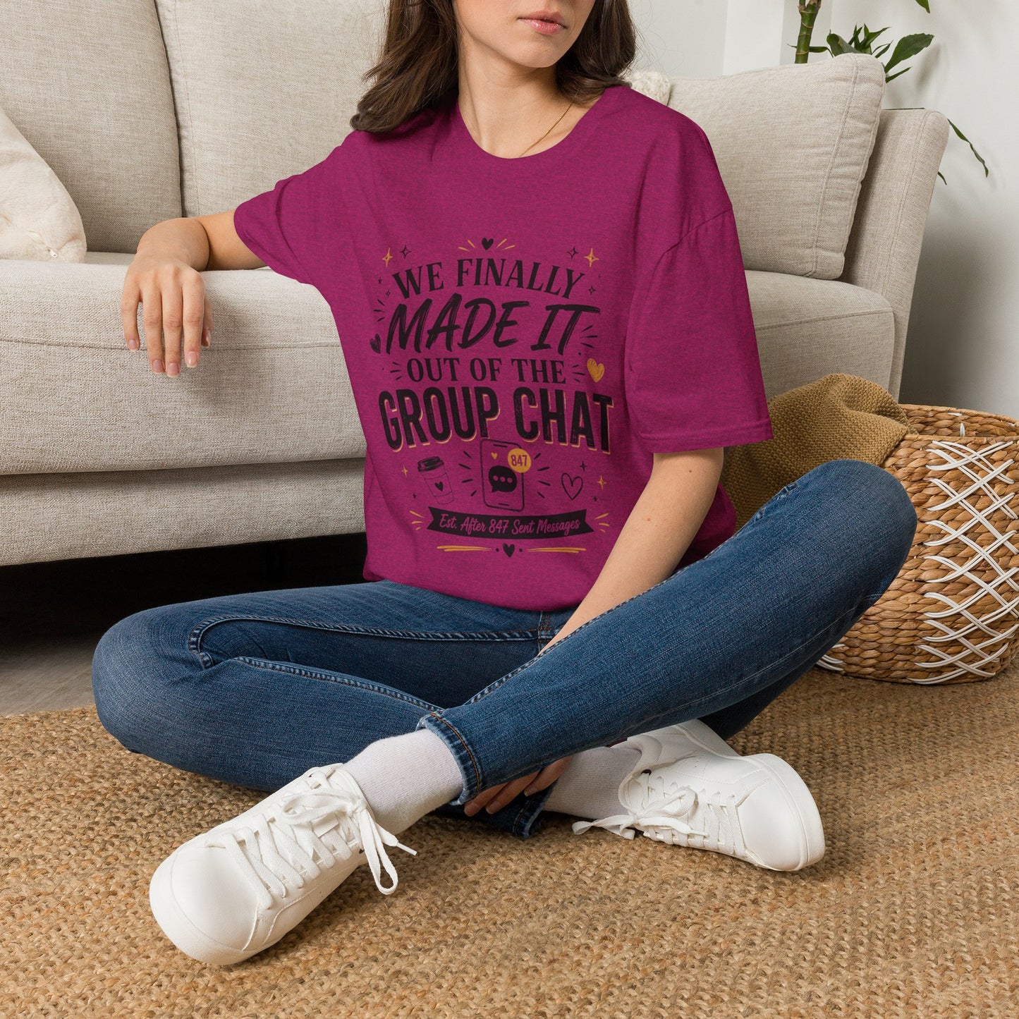 T-Shirt — “We Finally Made It Out of the Group Chat” Funny Friendship Tee