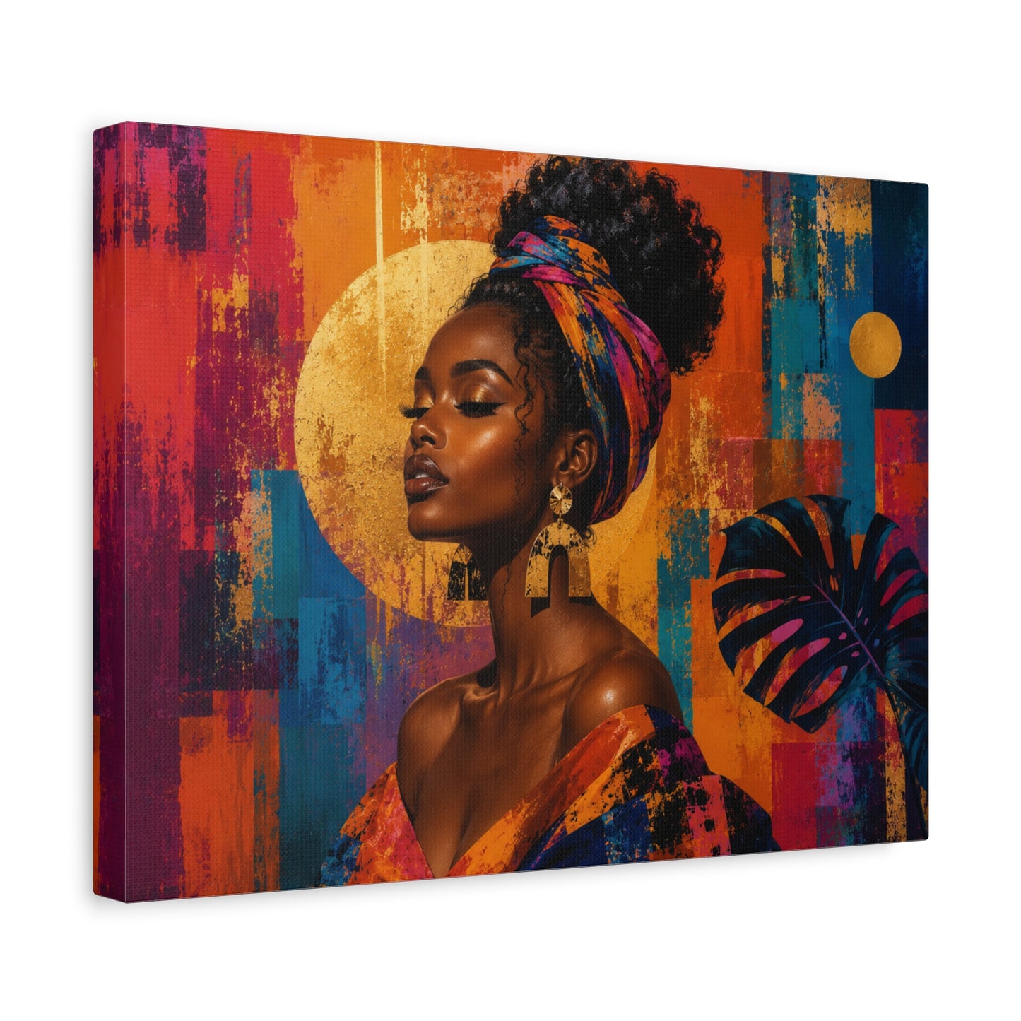 Afrocentric Golden Halo Portrait Canvas