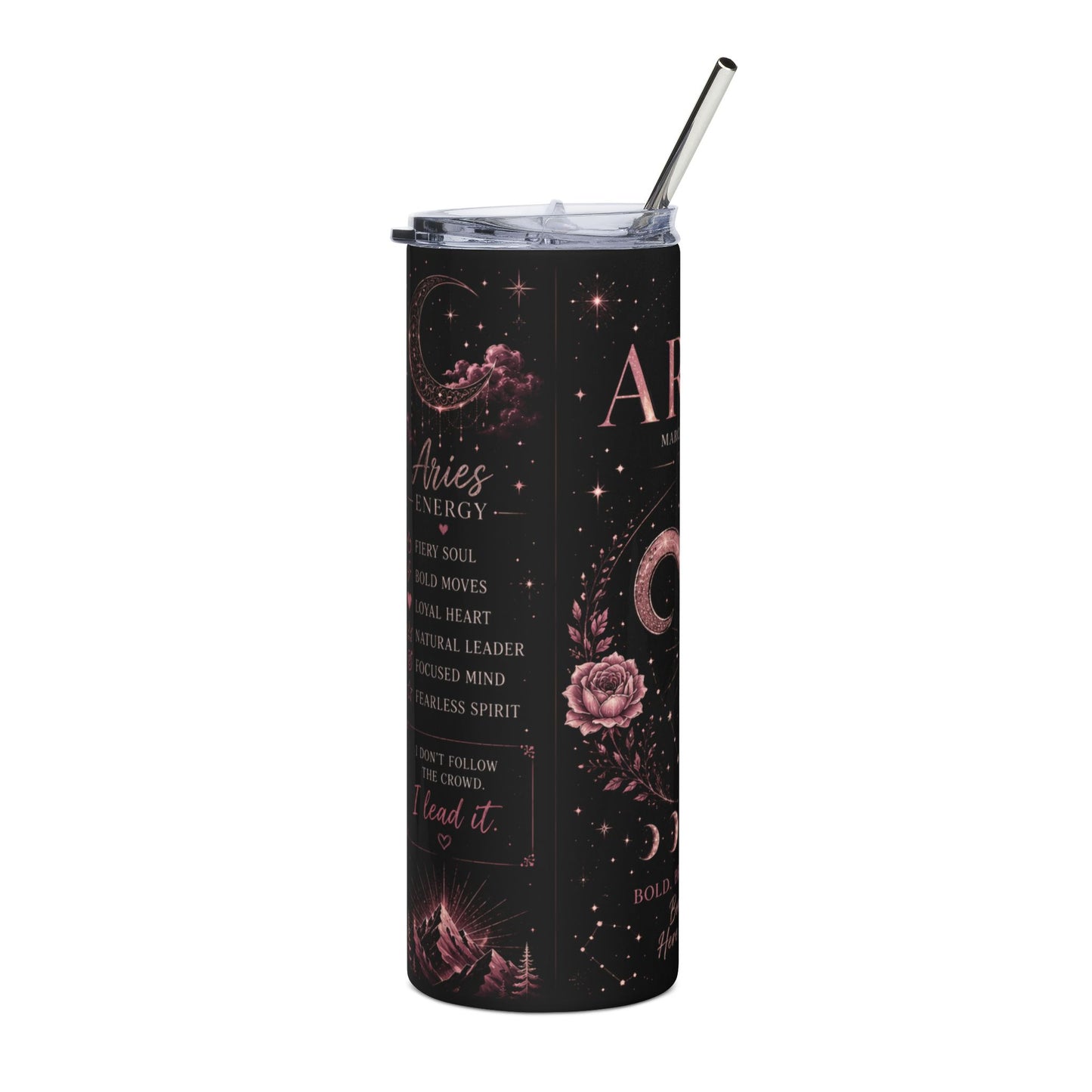 Aries 20oz Stainless Tumbler — Zodiac Horoscope Travel Cup (March 21–April 19)