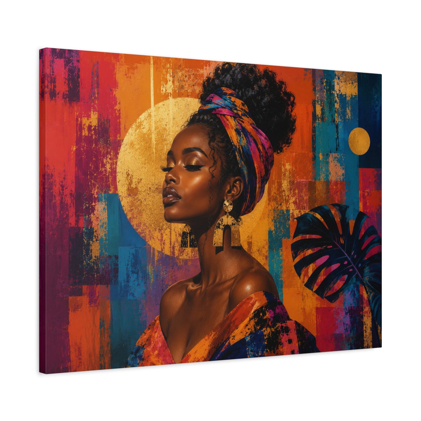 Afrocentric Golden Halo Portrait Canvas