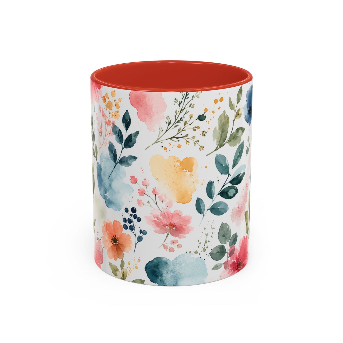 Watercolor Floral Accent Coffee Mug - 11/15oz